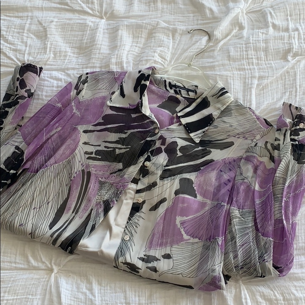 Elie Tahari floral sheer silk blouse